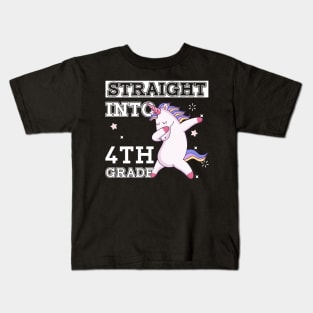 Straight Outta 4th Grade Unicorn Back To School Gift Kids T-Shirt